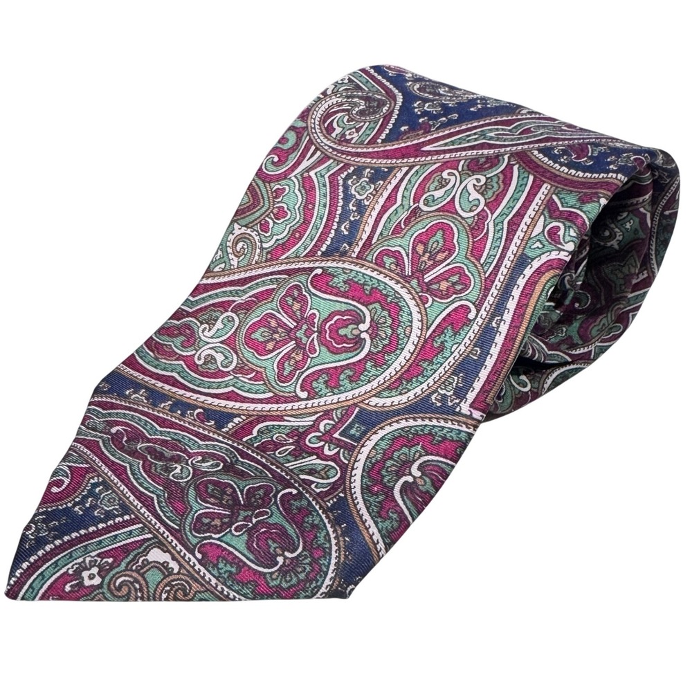 Christian Dior Monsieur Paisley Silk Tie Blue Burgundy Green Formal Neckwear